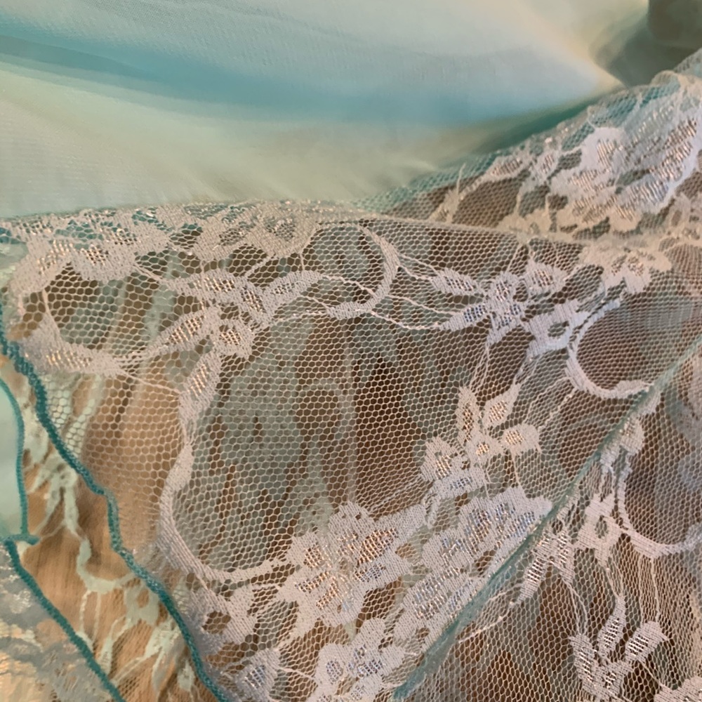 Body Central Mint Green Sheer Back Lace Button Up Tie Top NWT - Picture 10 of 12